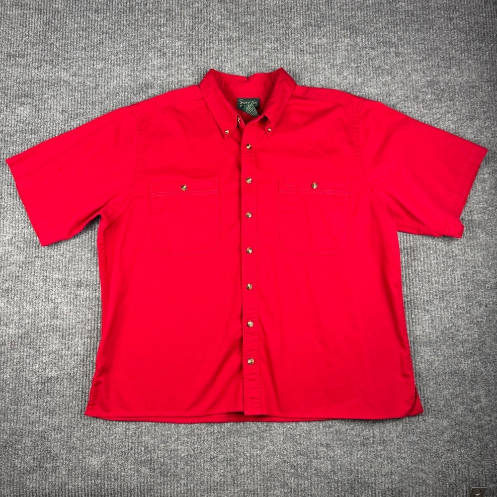 Scandia Woods Button Up Shirt Mens 2XL Cotton Short Sleeve Workwear Normcore